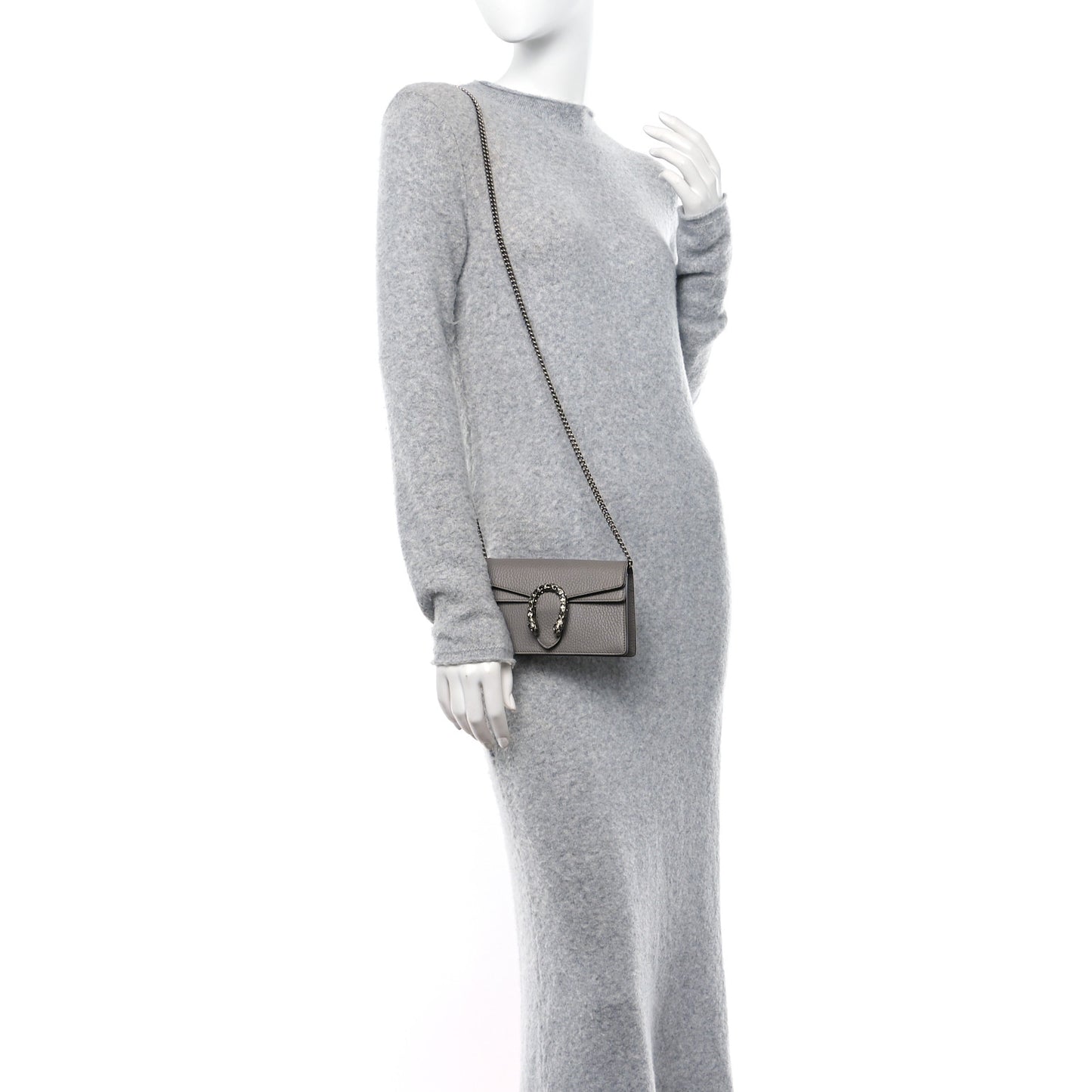Dollar Calfskin Crystal Super Mini Dionysus Shoulder Bag Dusty Grey Black Diamond