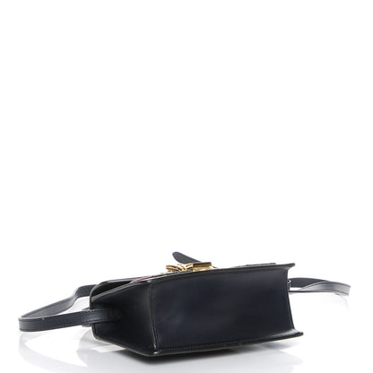 Gucci Calfskin Embroidered Mini Sylvie Top Handle Bag Blue 6 of 10