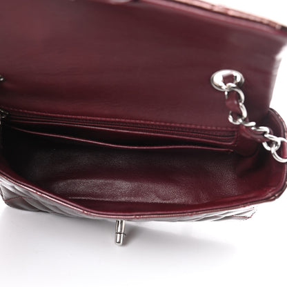 Chanel Striated Patent Quilted Mini Rectangular Flap Burgundy 5 of 14