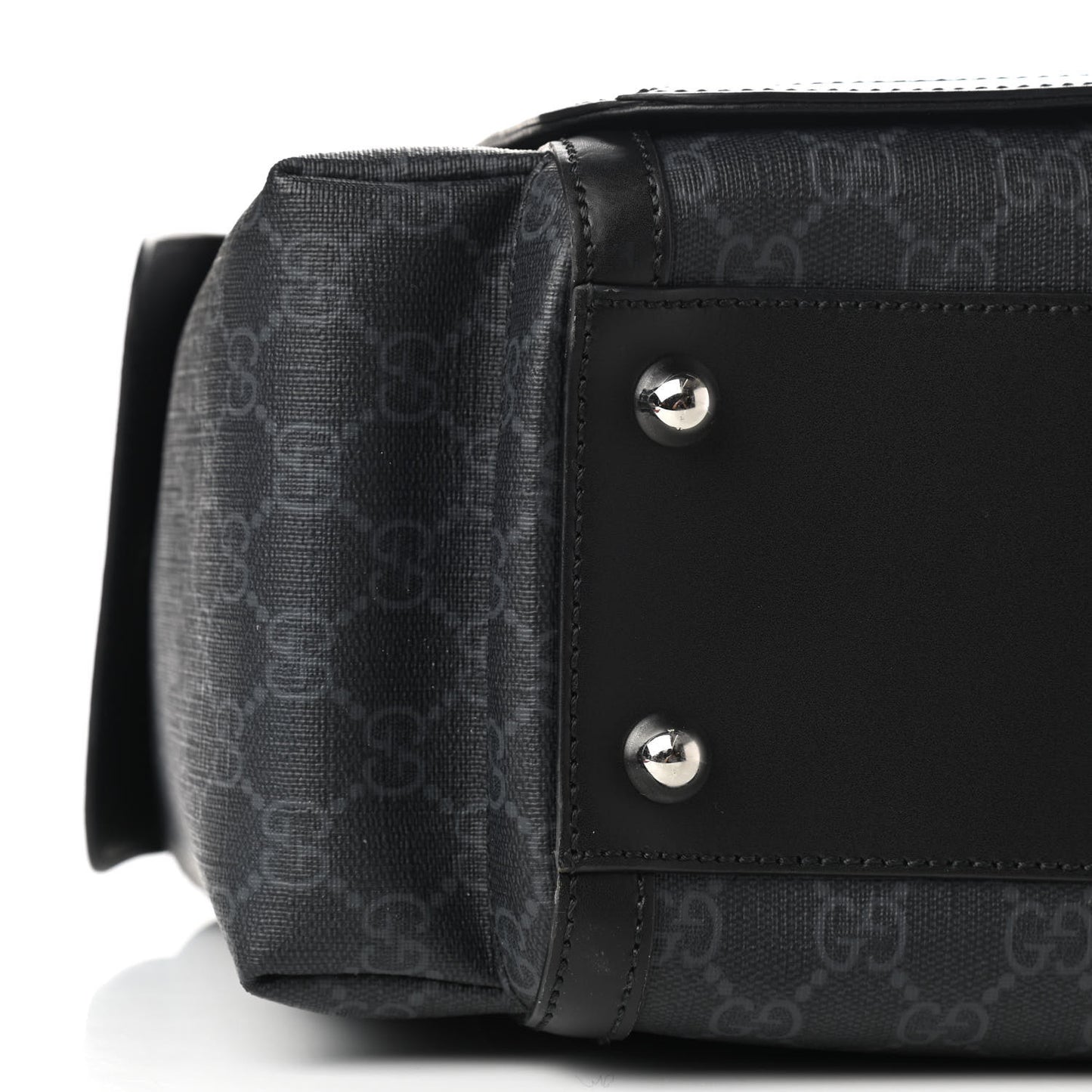 GG Supreme Monogram Web Messenger Diaper Bag Black Grey