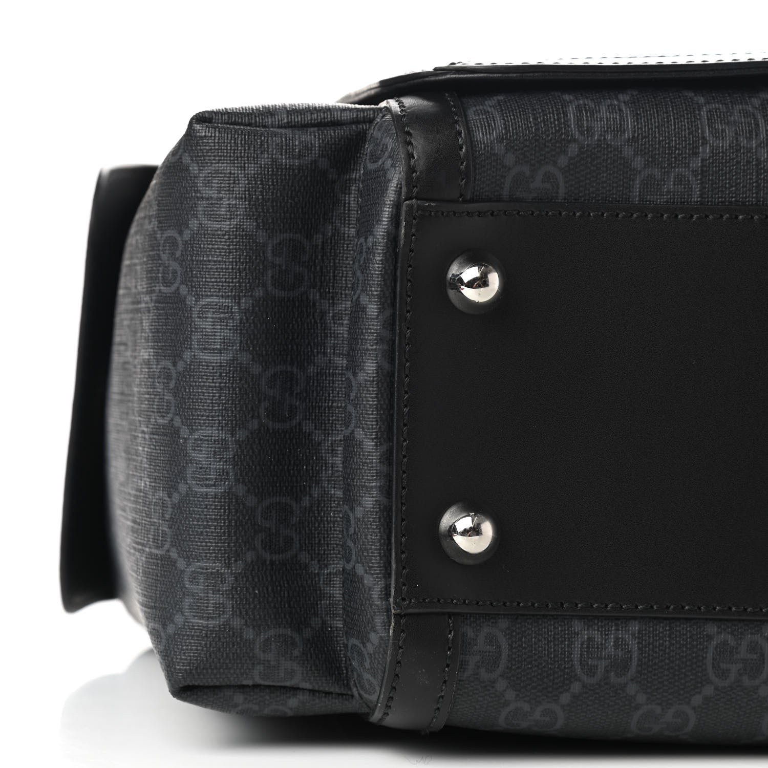 Gucci GG Supreme Monogram Web Messenger Diaper Bag Black Grey 10 of 11