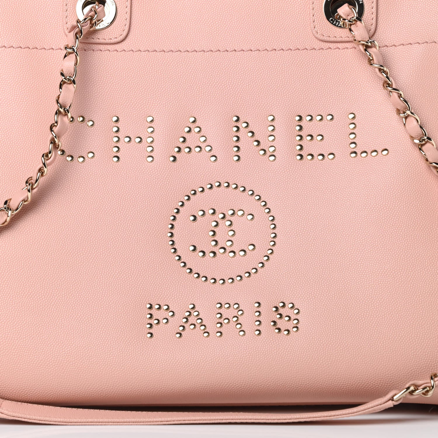 Chanel Caviar Small Studded Deauville Tote Light Pink 7 of 12