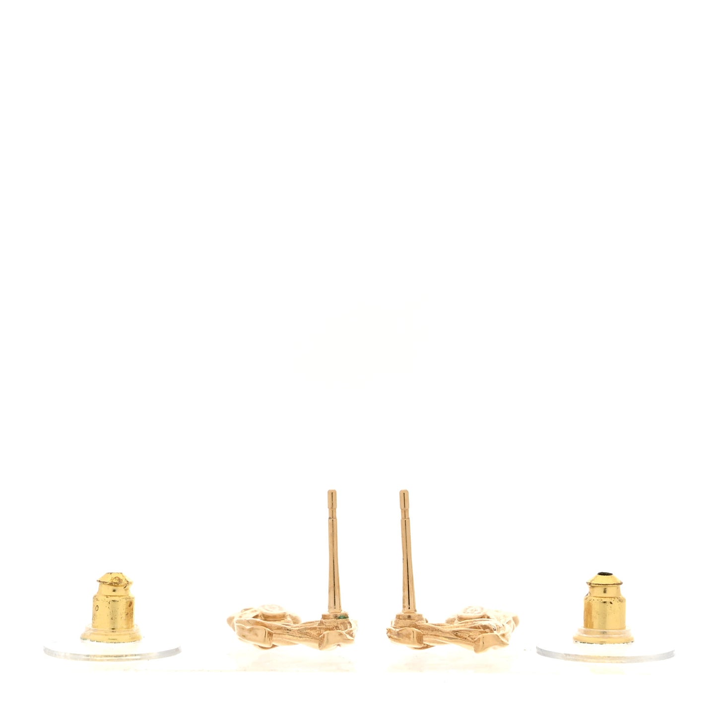 Metal Camellia CC Earrings Gold