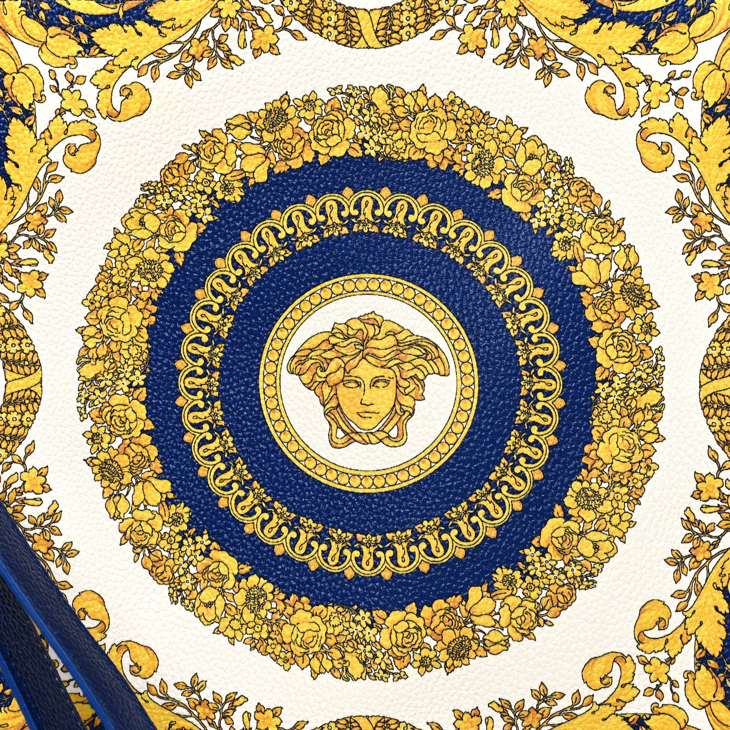 Versace Grained Calfskin Baroque Print Zip Pouch Blue 7 of 7