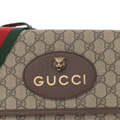 Gucci GG Supreme Monogram Web Neo Vintage Double Flap Messenger Bag Beige New Acero 8 of 11
