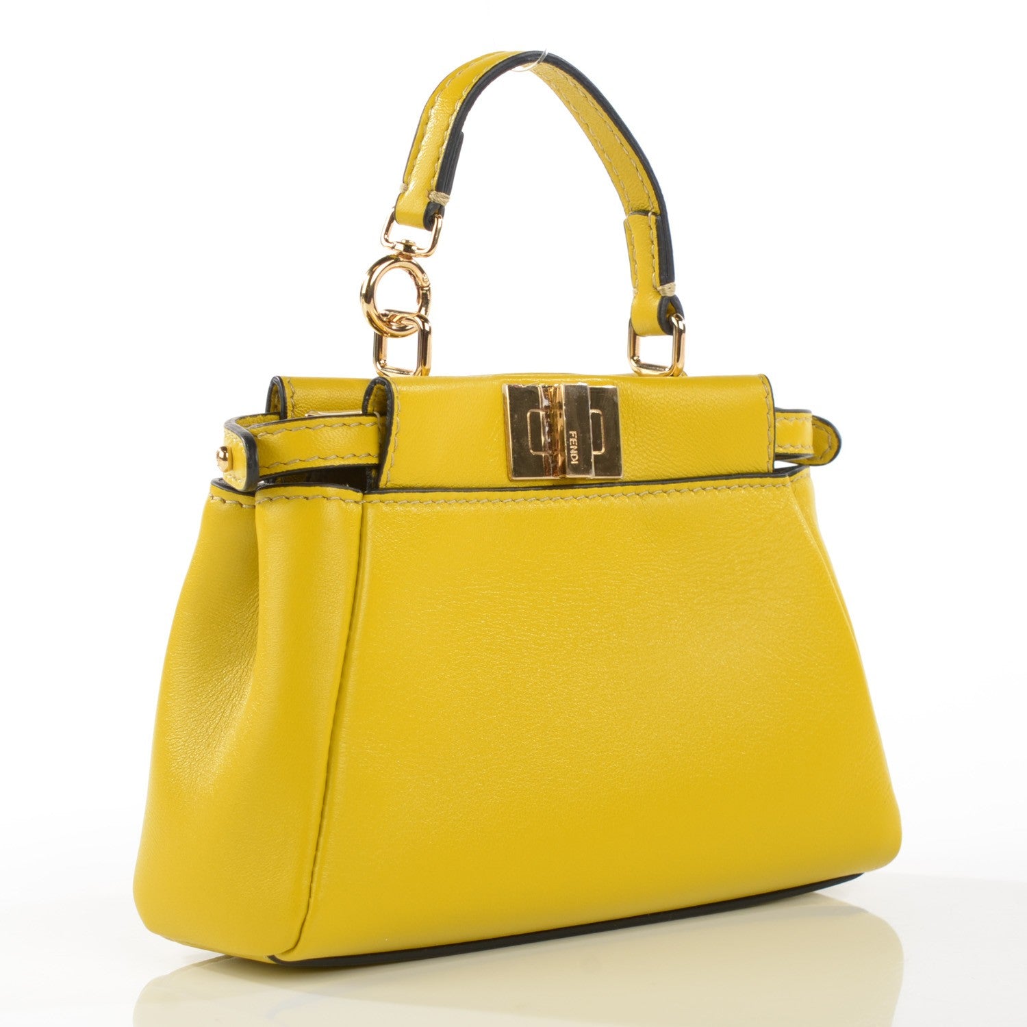 Fendi Shiny Nappa Micro Peekaboo Iconic Satchel Lime 3 of 7