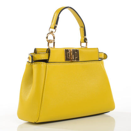 Fendi Shiny Nappa Micro Peekaboo Iconic Satchel Lime 3 of 7