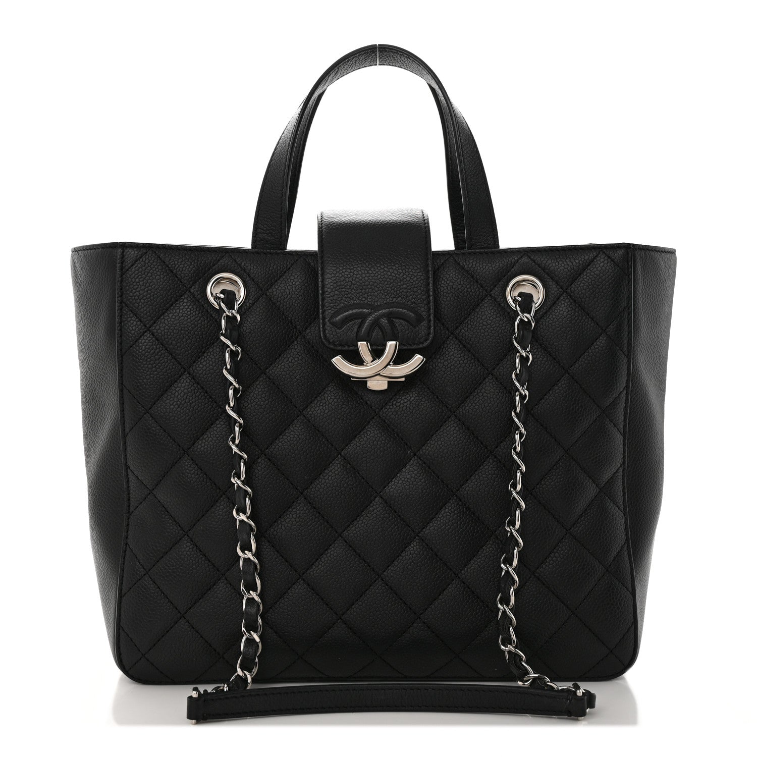 Chanel Caviar Quilted Small CC Box Shopping Tote Black 1 of 15