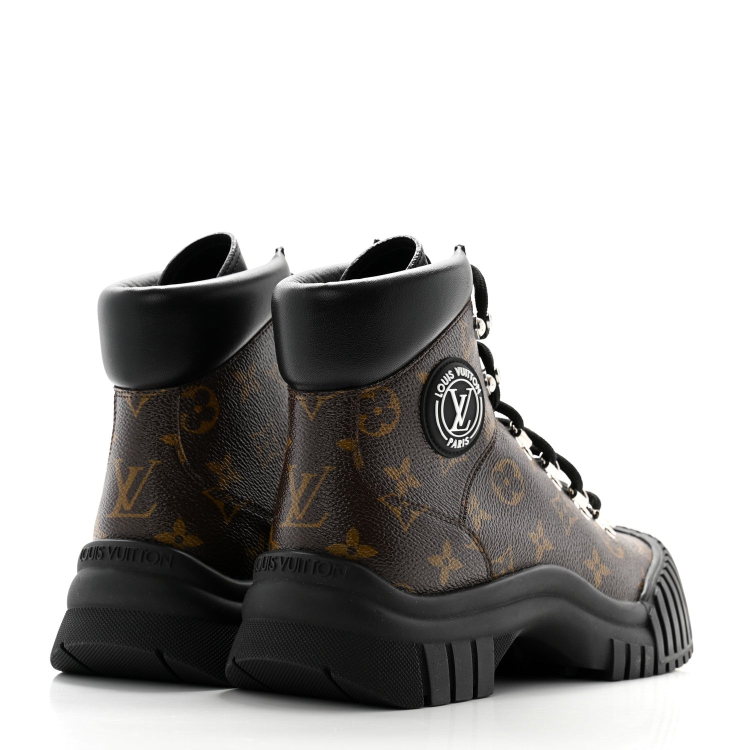Louis Vuitton Calfskin Patent Monogram Ruby Flat Ranger Boots 37 Black 4 of 8