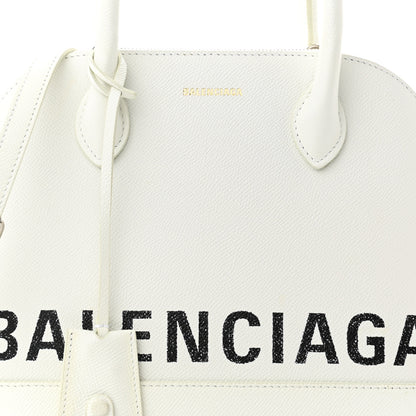 Balenciaga Grained Calfskin XXS Ville Top Handle Bag White Black 8 of 10