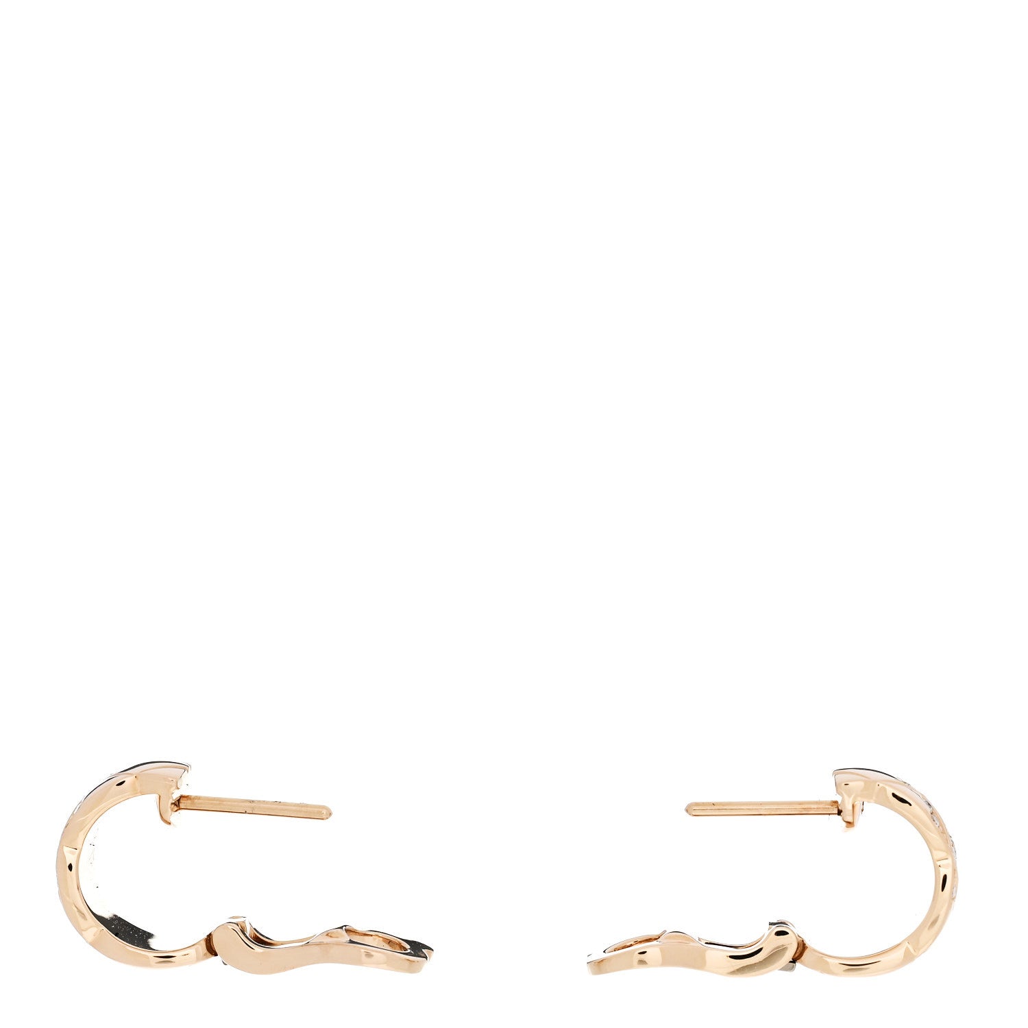 Chanel 18K Beige Gold Diamond Coco Crush Hoop Earrings 3 of 5