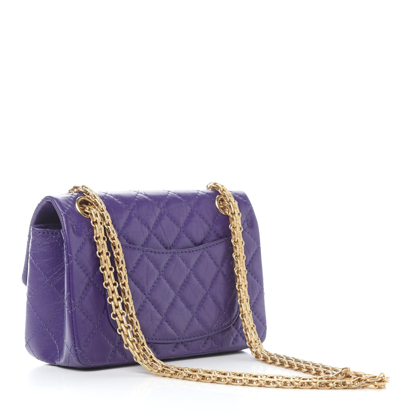 Aged Calfskin Quilted 2.55 Reissue Mini Flap Purple