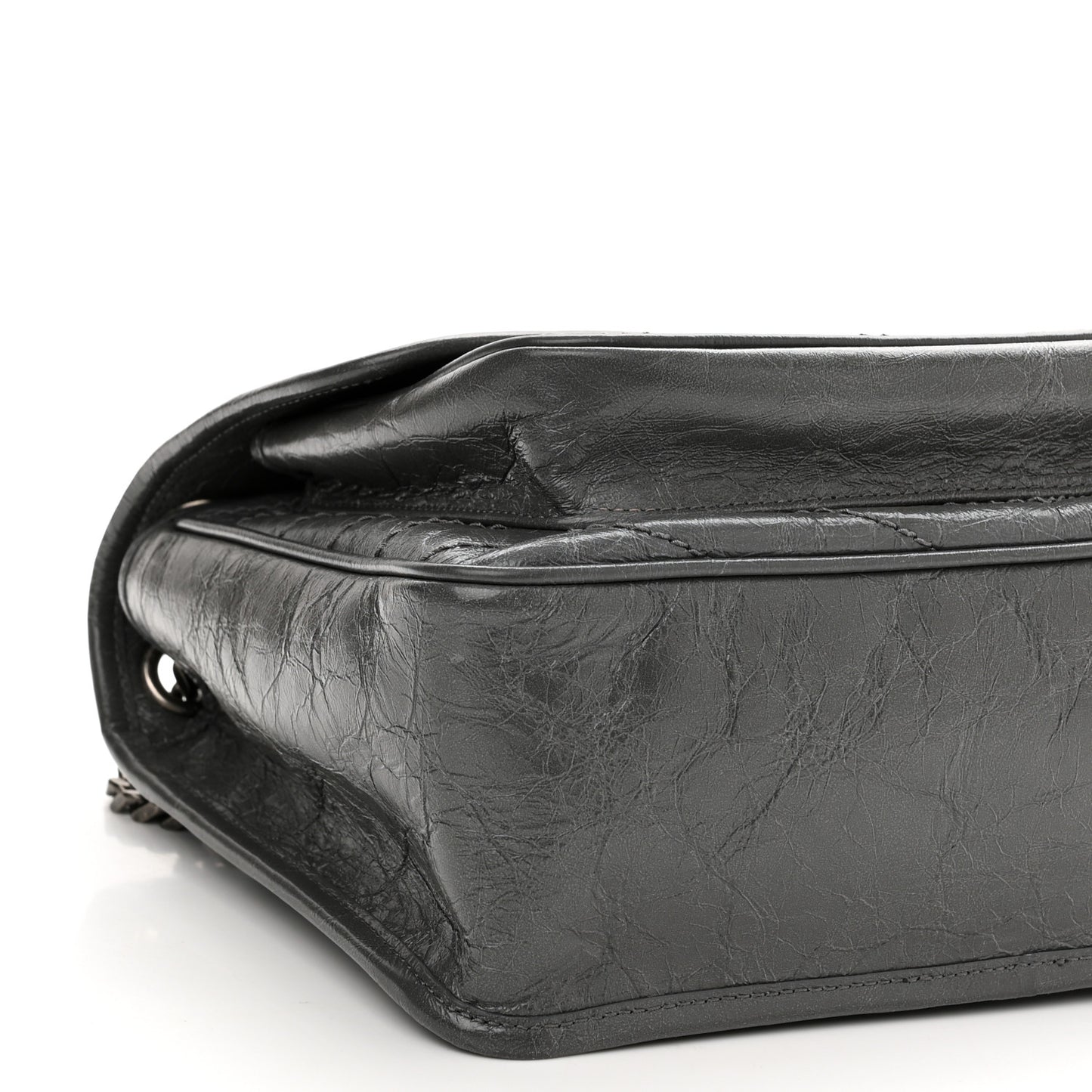Crinkled Calfskin Matelasse Monogram Medium Niki Chain Satchel Storm