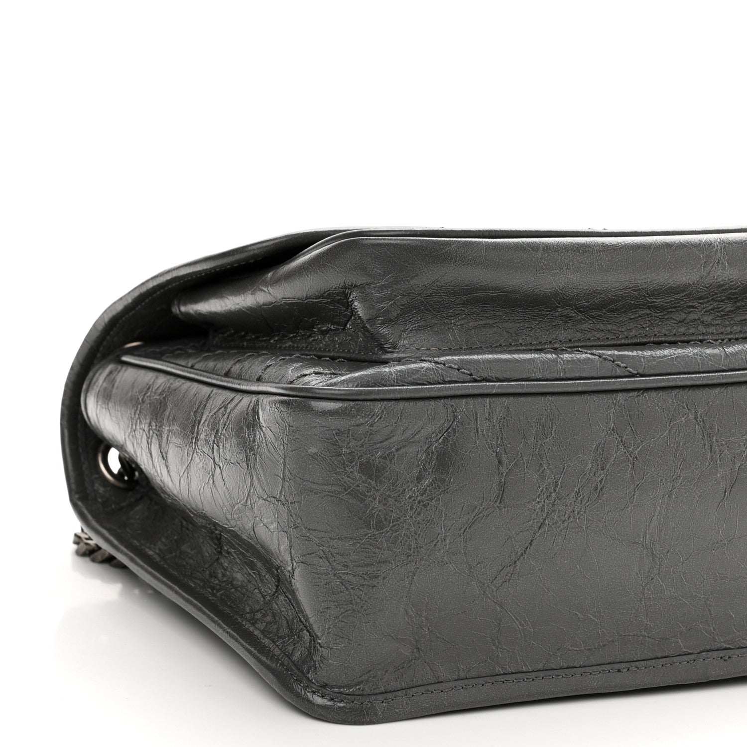 Saint Laurent Crinkled Calfskin Matelasse Monogram Medium Niki Chain Satchel Storm 9 of 10