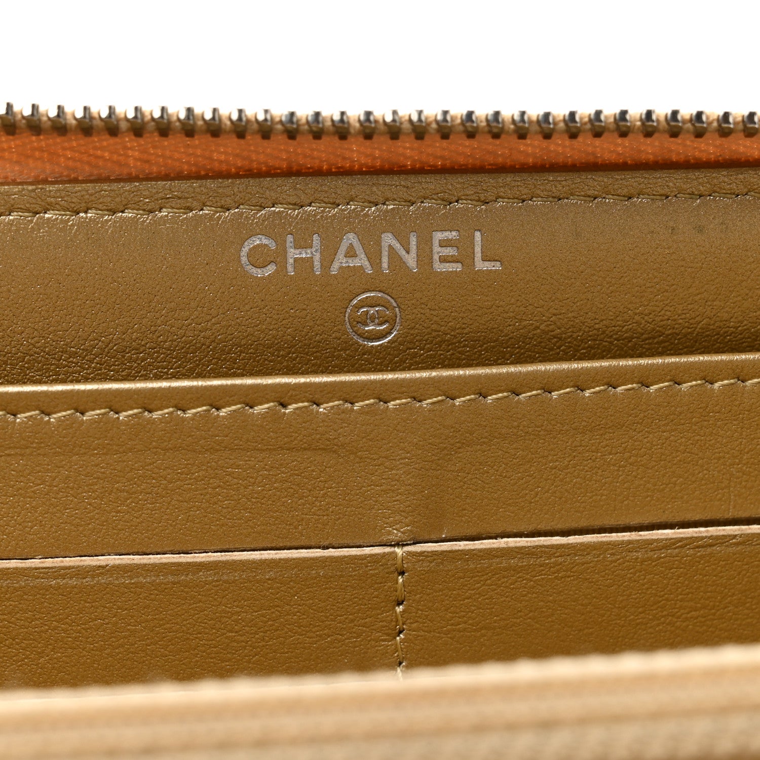 Chanel Metallic Lambskin Star Embossed Medium Zip Around Wallet Gold 6 of 12