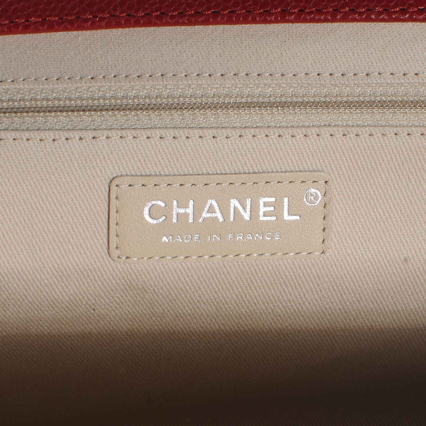 Caviar Quilted CC Large Clutch Red