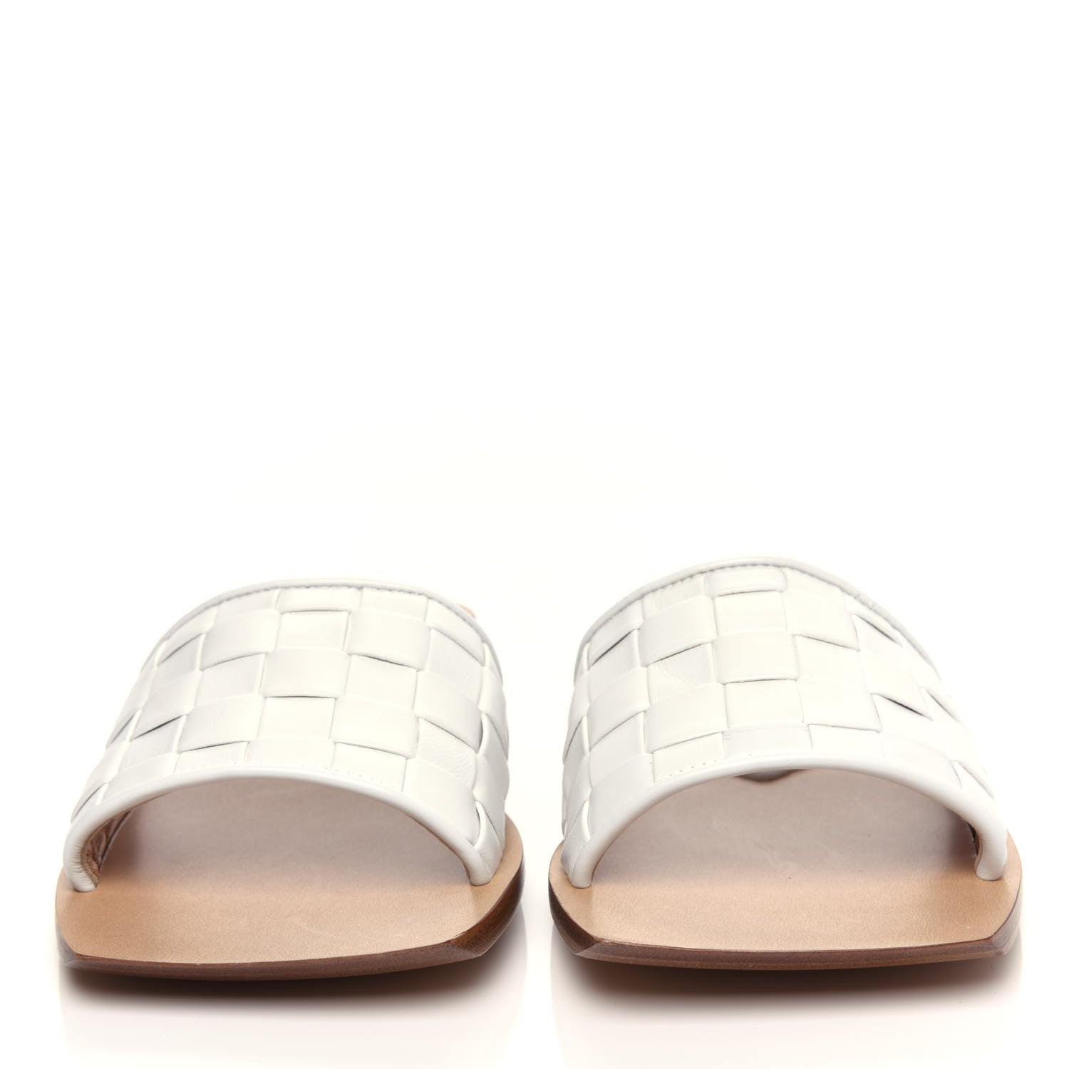 Bottega Veneta Nappa Intrecciato Squared Toe Flat Sandals 37.5 White 3 of 10
