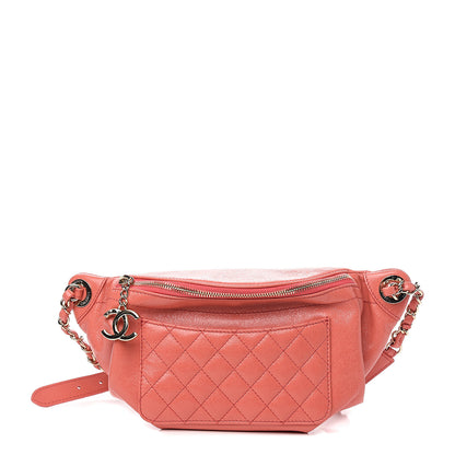 Chanel Crumpled Glazed Lambskin Quilted Waist Bag Fanny Pack Pink 1 of 9