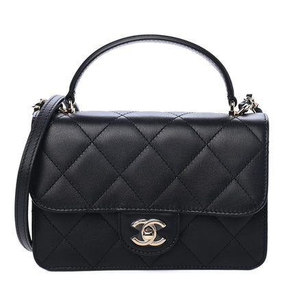 Chanel Calfskin Quilted Small Top Handle Flap Black 1 of 4