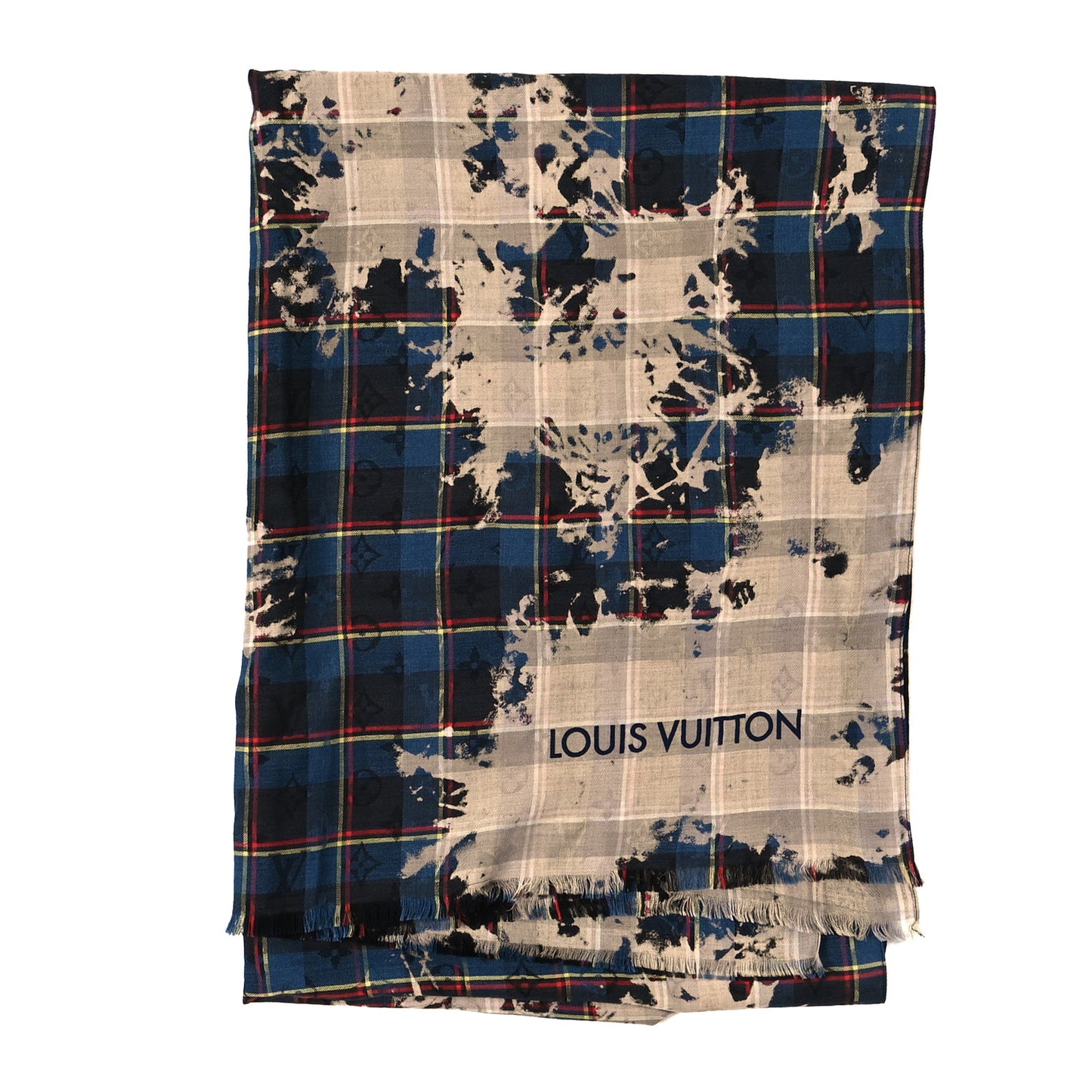 Wool Silk Plaid Printed Shawl Multicolor