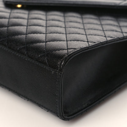 Saint Laurent Grain De Poudre Textured Mixed Matelasse Large Triquilt Monogram Satchel Black 9 of 12