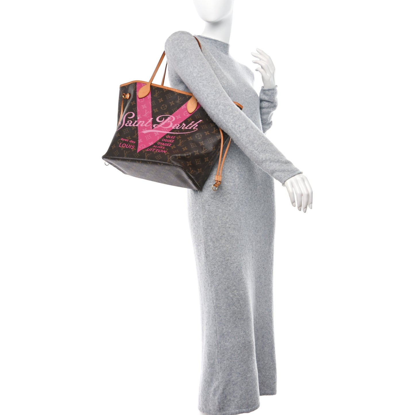 Monogram Saint Barth V Neverfull MM Hot Pink