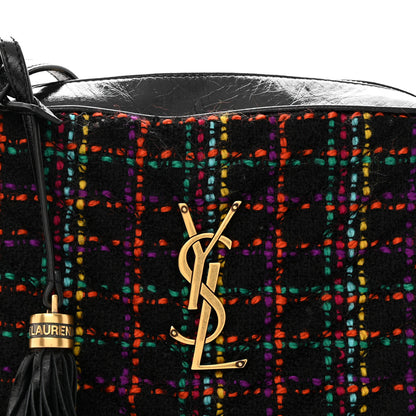 Saint Laurent Tweed Calfskin Monogram Lou Camera Bag Black 8 of 11