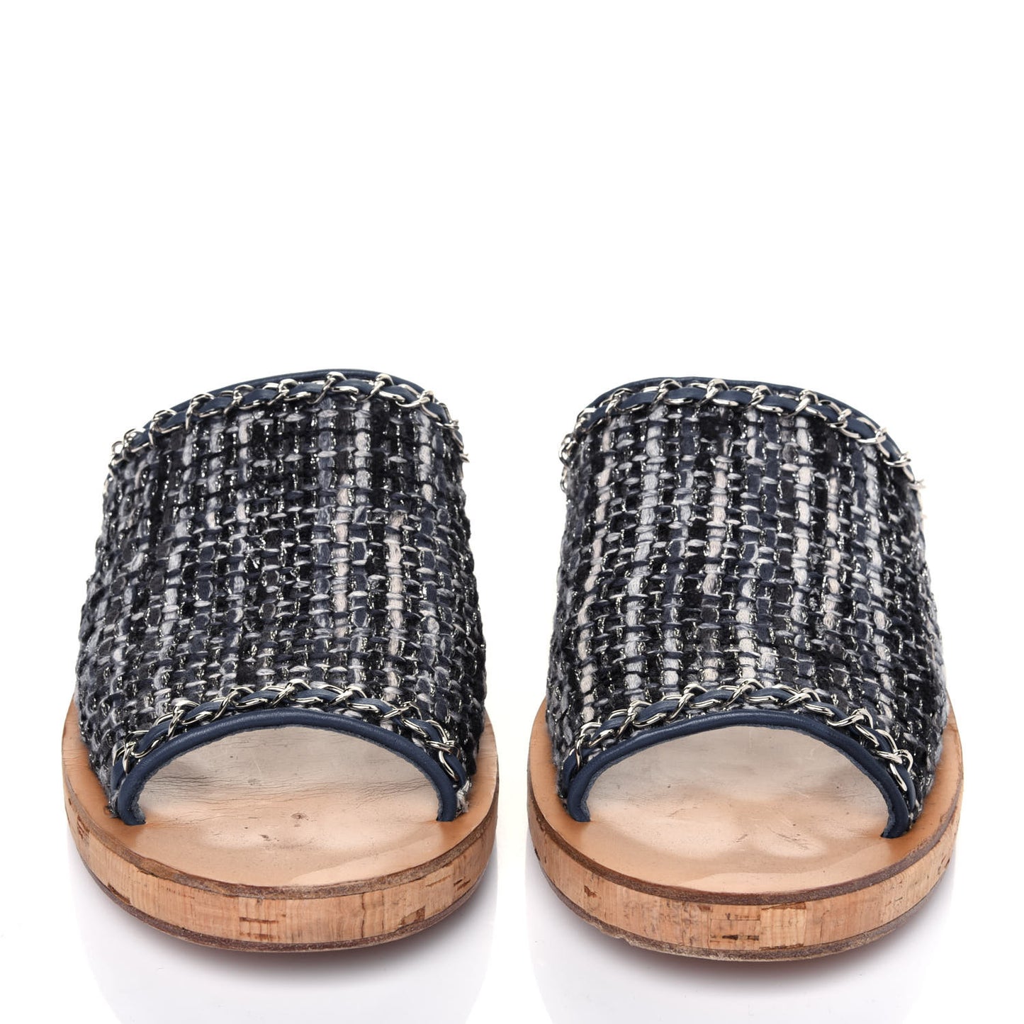 Cork Tweed Chain Mule Slides 41.5 Blue