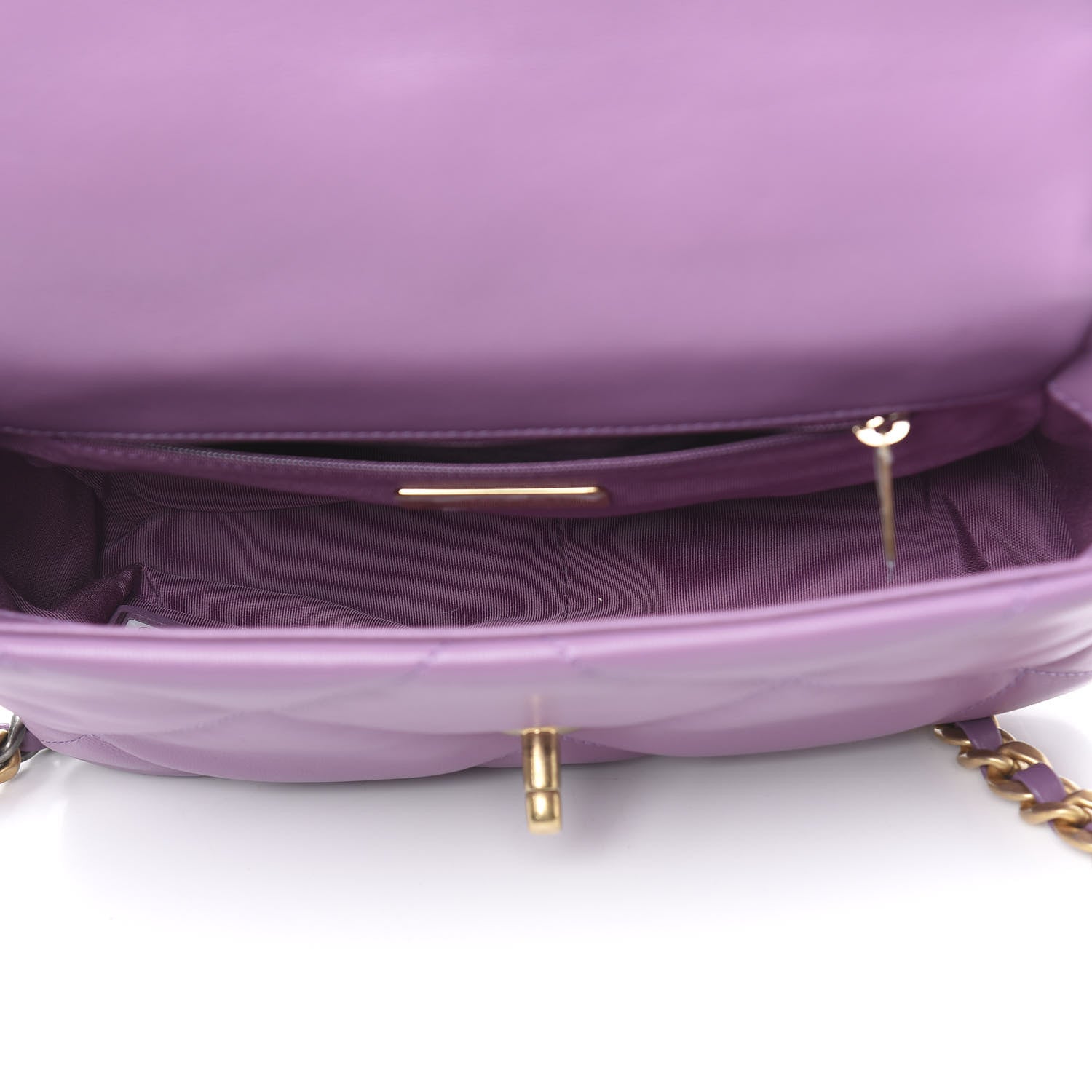 Chanel Goatskin Quilted Medium 19 Flap Violet Purple 5 of 12