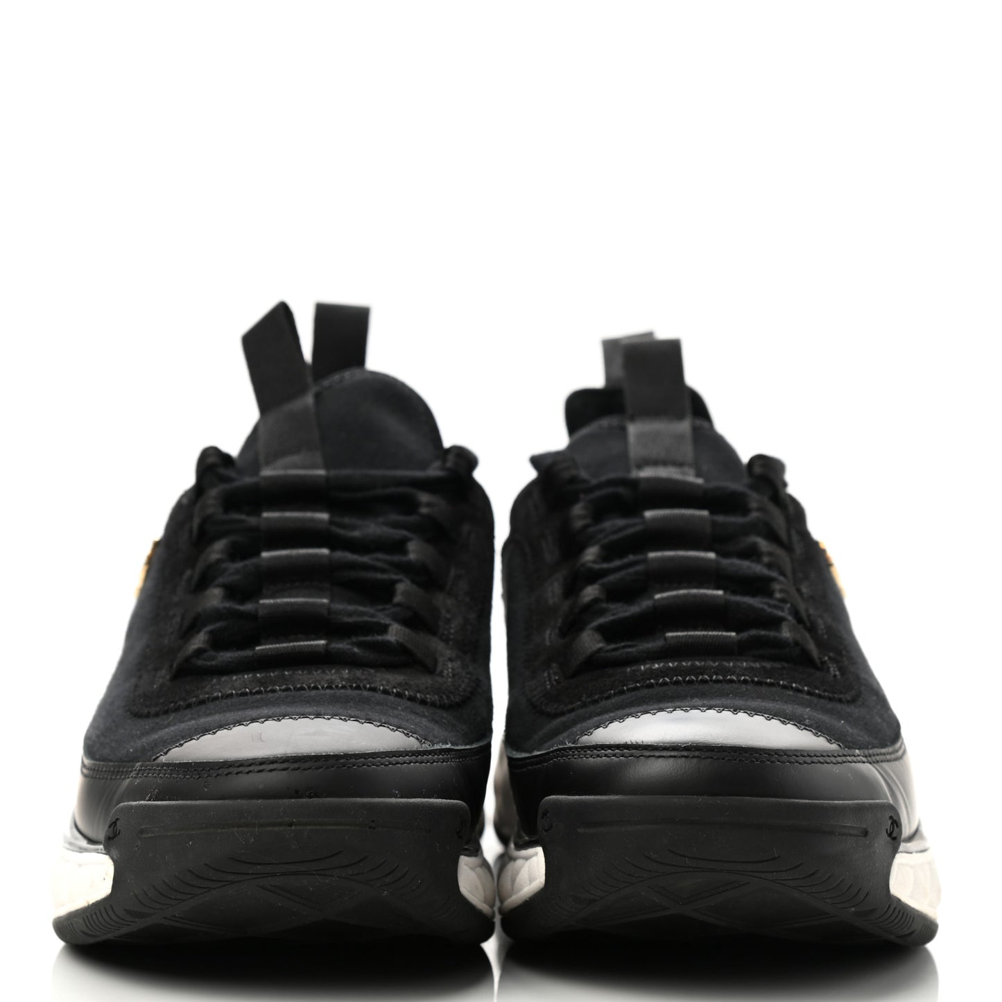 Velvet Calfskin Mixed Fibers CC Sneakers 38 Black