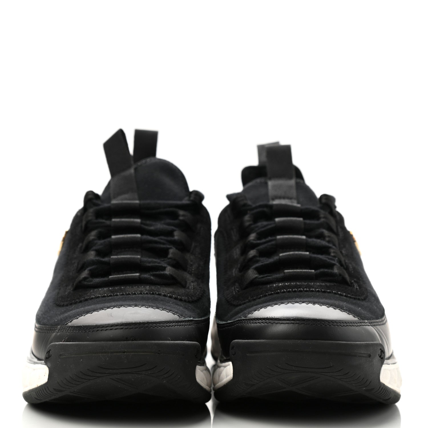 Chanel Velvet Calfskin Mixed Fibers CC Sneakers 38 Black 4 of 14