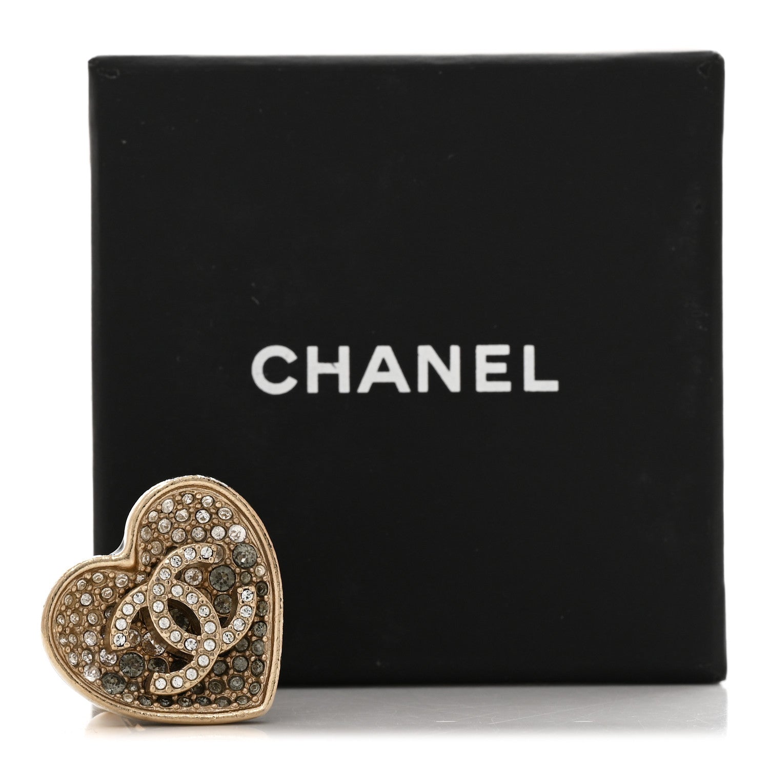 Chanel Crystal CC Resin Heart Ring Gold Black 1785233 – FASHIONPHILE