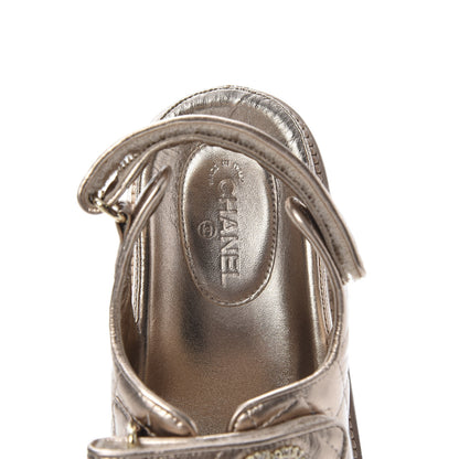 Chanel Iridescent Lambskin Quilted Velcro Dad Sandals 38.5 Light Bronze 7 of 8