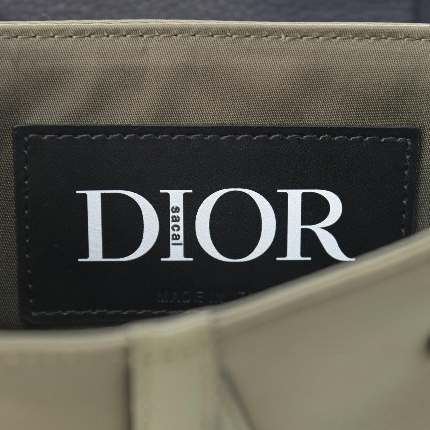 Christian Dior X SACAI Grained Calfskin Technical Fabric Mens Saddle Bag Olive Navy Blue 6 of 10