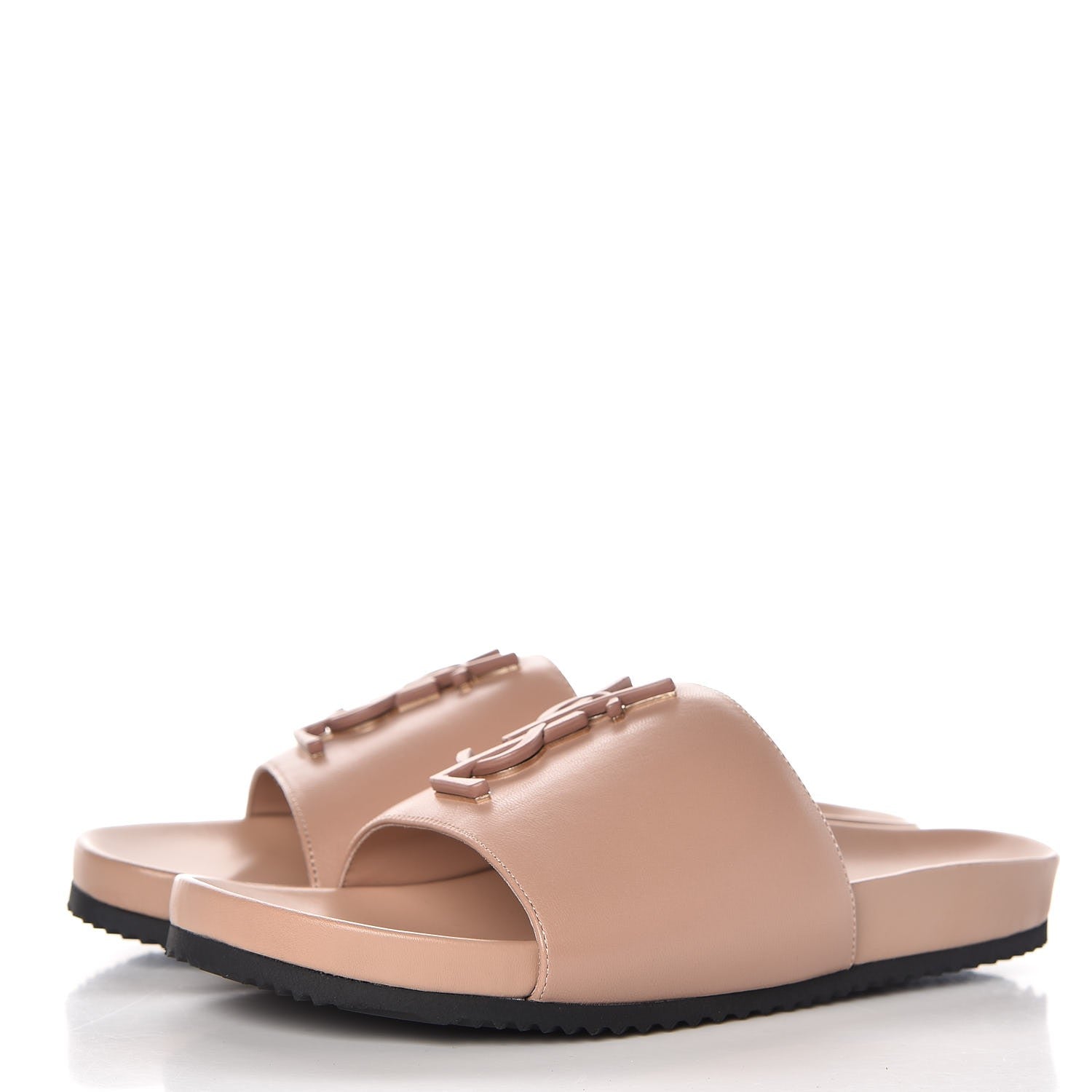 Saint Laurent Lambskin Joan Slide Sandals 35 Nude 3 of 10