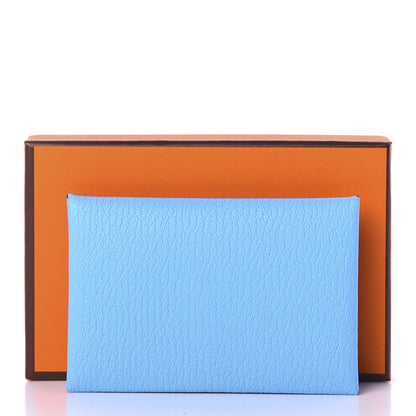 Hermes Chevre Mysore Calvi Card Case Celeste Kraft 7 of 7