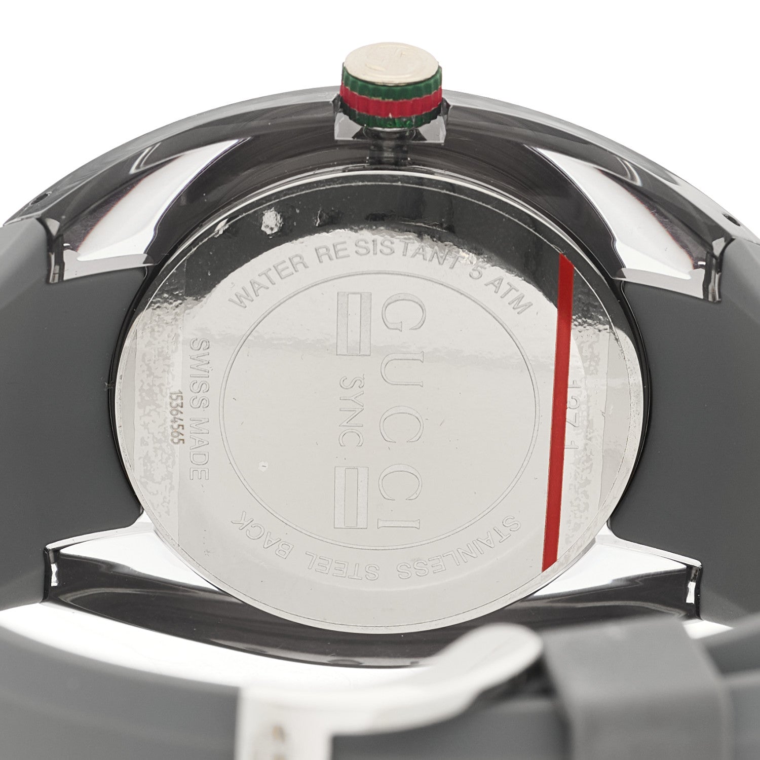 Gucci Stainless Steel Rubber 46mm Sync Web Quartz Watch Grey 4 of 5