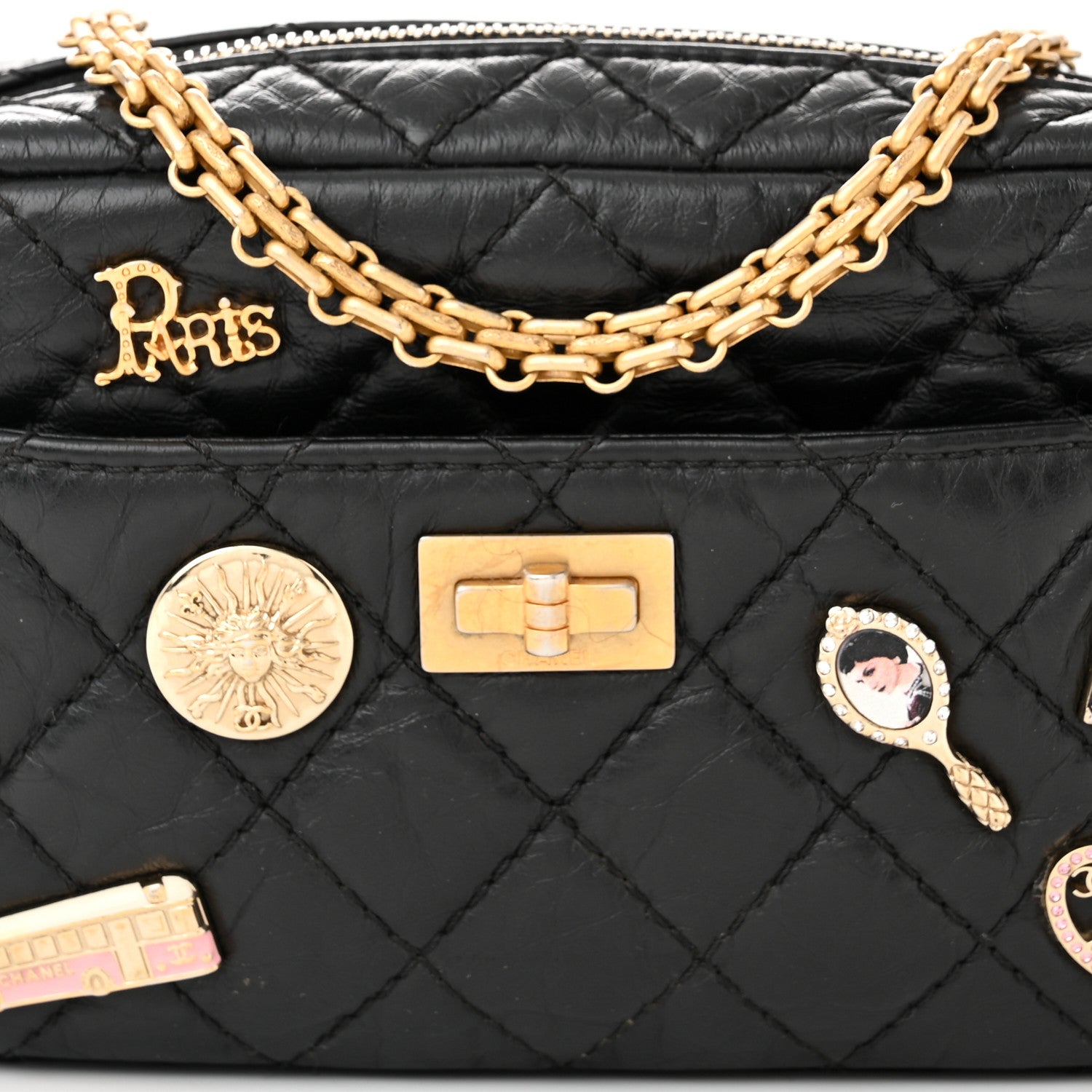 Chanel Aged Calfskin Quilted Mini Lucky Charm Reissue Camera Case Black 8 of 10