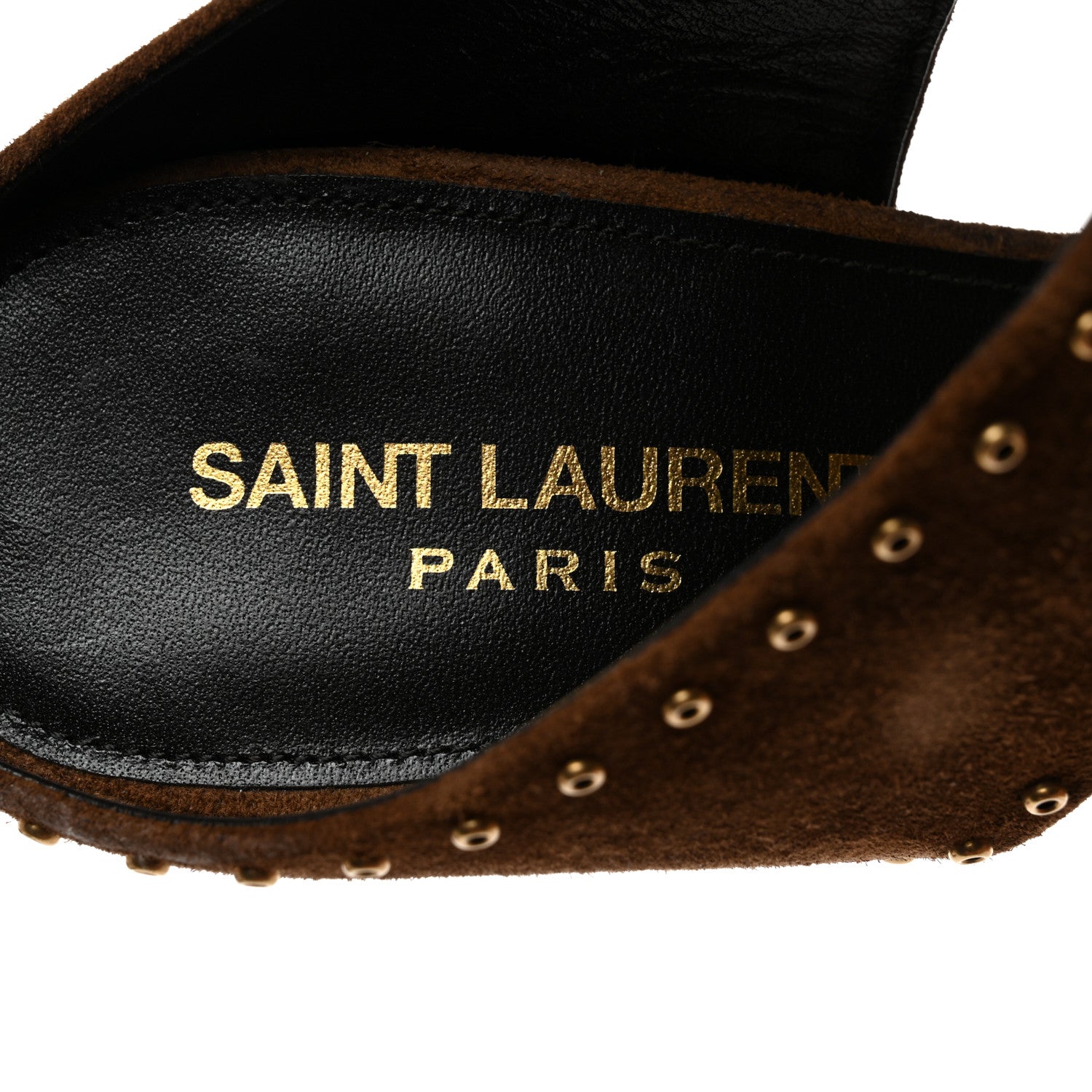 Saint Laurent Suede Mica Stud Mule Sandals 39 Brown 7 of 8