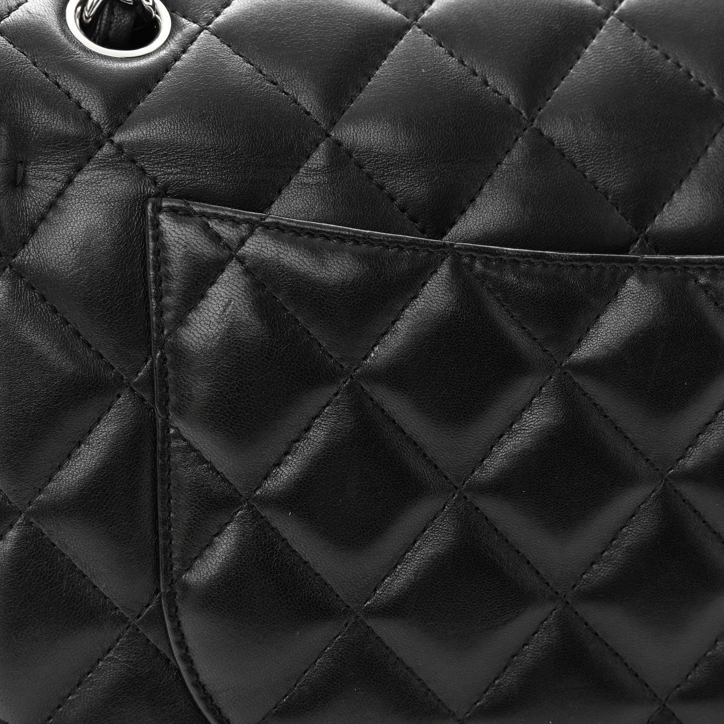 Lambskin Quilted Jumbo Double Flap Black