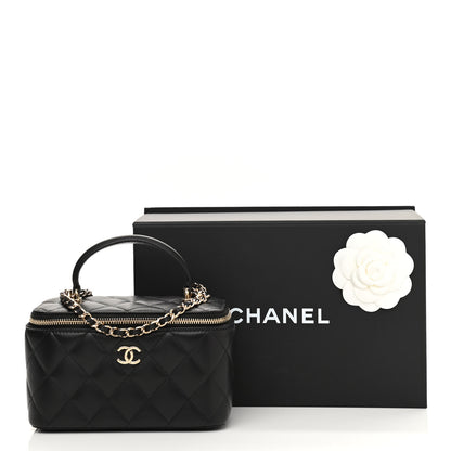 Chanel Lambskin Quilted Small Top Handle Vanity Case With Chain Black 12 of 12
