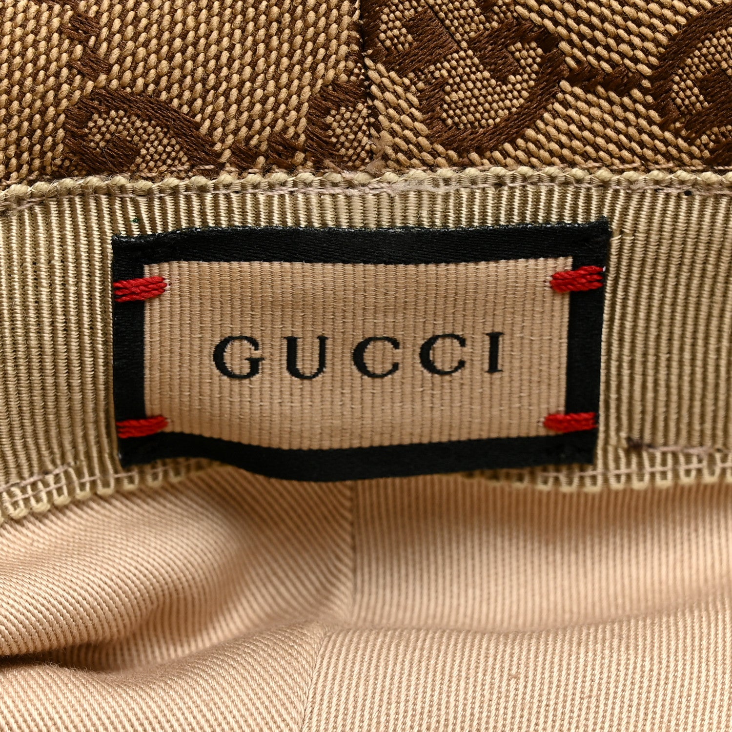 Gucci Monogram Textured Dollar Calfskin GG Jago Bucket Hat S Cacao Beige 9 of 9