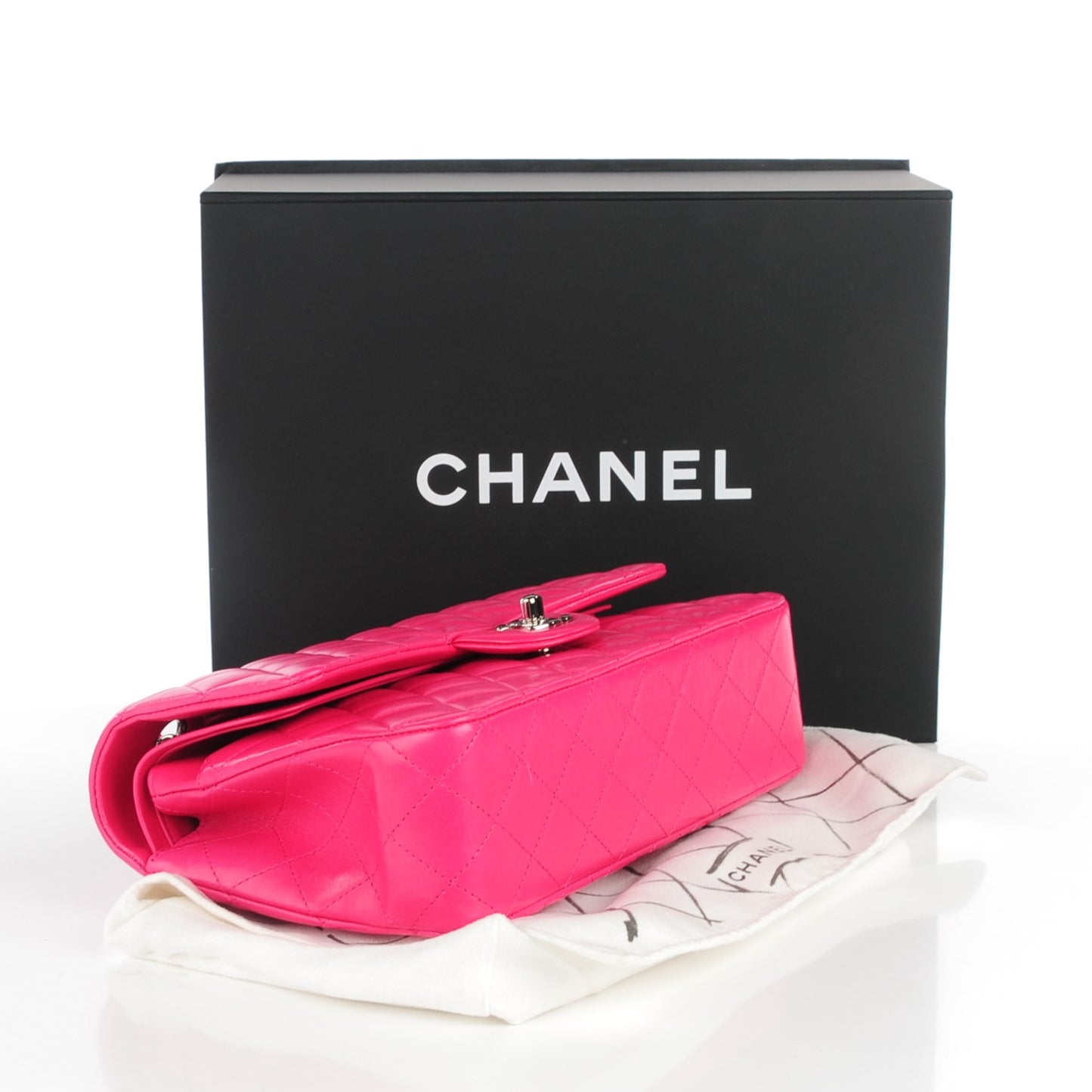 Lambskin Quilted Medium Double Flap Dark Pink