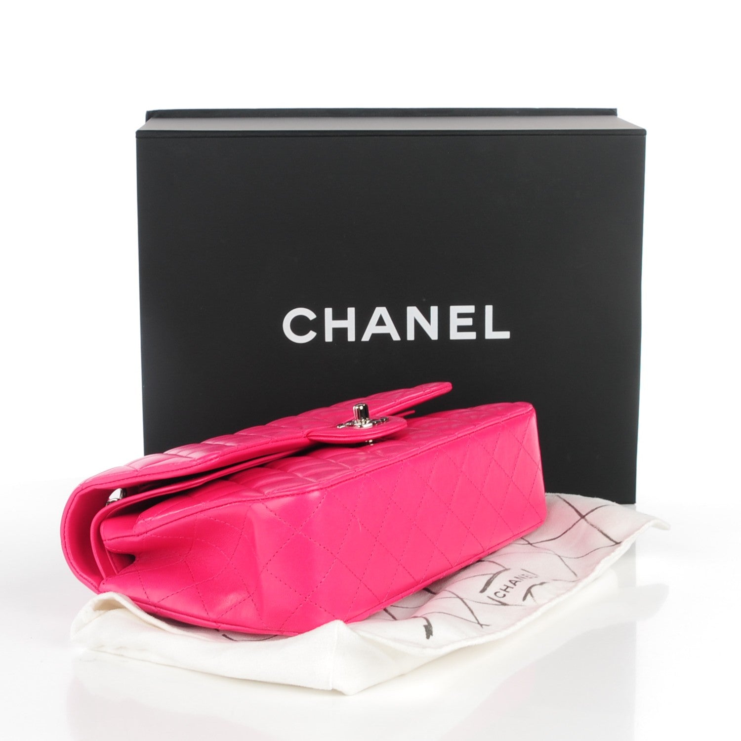 Chanel Lambskin Quilted Medium Double Flap Dark Pink 4 of 8