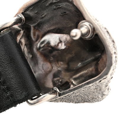 Gucci Calfskin Brass Feline Buckle Belt 110 44 Black 6 of 6