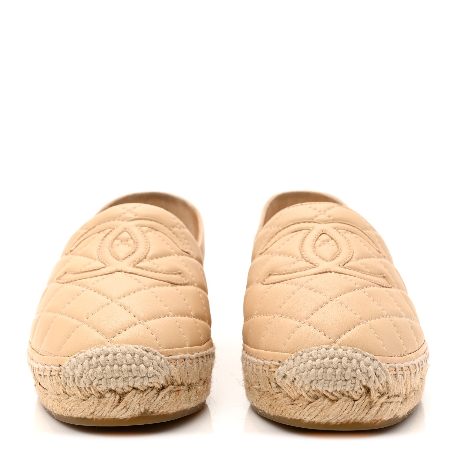 Chanel Lambskin Quilted CC Espadrilles 36 Beige 3 of 10