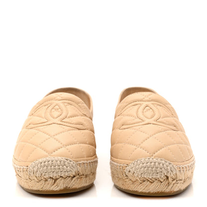 Chanel Lambskin Quilted CC Espadrilles 36 Beige 3 of 10