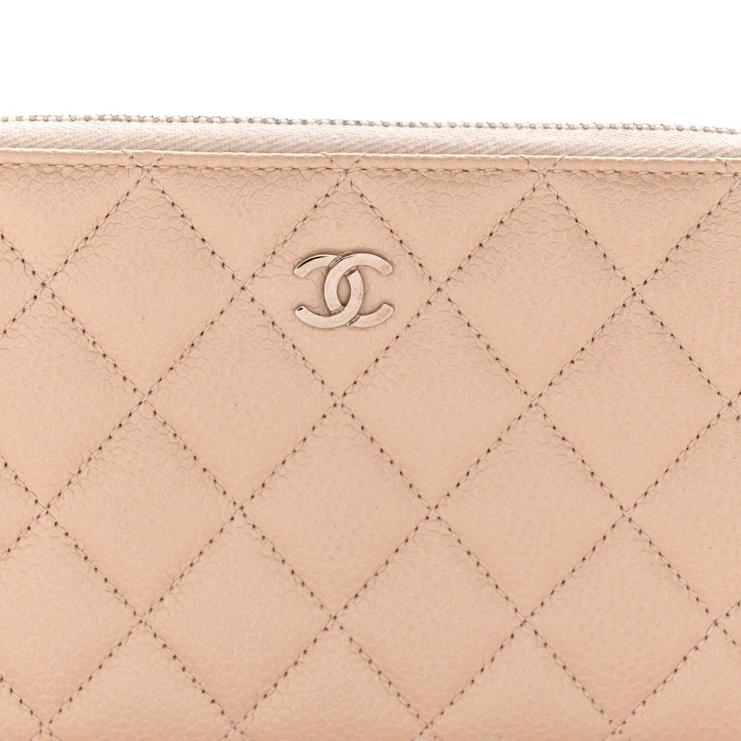 Chanel Iridescent Caviar Quilted Large Gusset Zip Around Wallet Beige 9 of 11