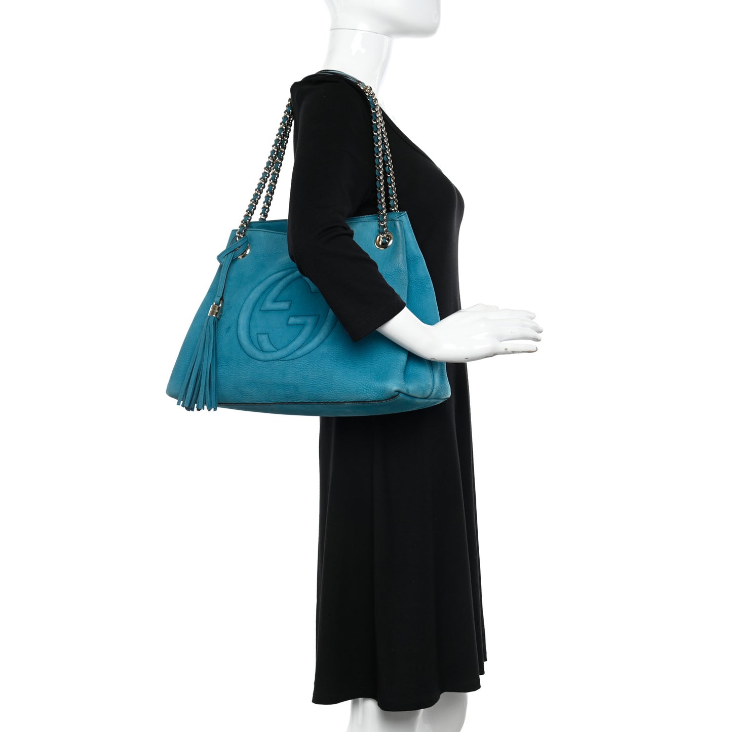 Vitello Range Medium Soho Chain Shoulder Bag Deep Cobalt