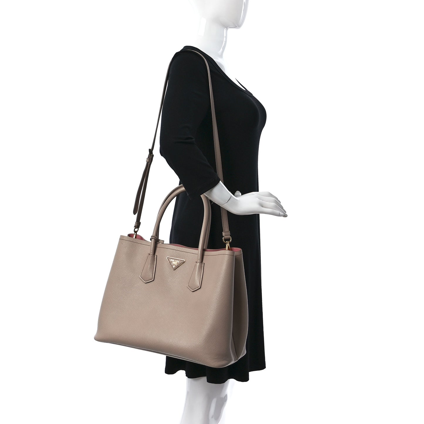 Saffiano Cuir Medium Double Bag Cammeo Rosa